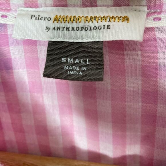 Anthropologie Pilcro Letterpress Cate Gingham Purple Tie Dye Button Down Shirt - Picture 6 of 8